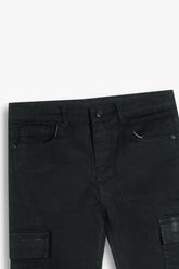 Black 6-Pocket Cargo Pants – 100% Cotton Denim